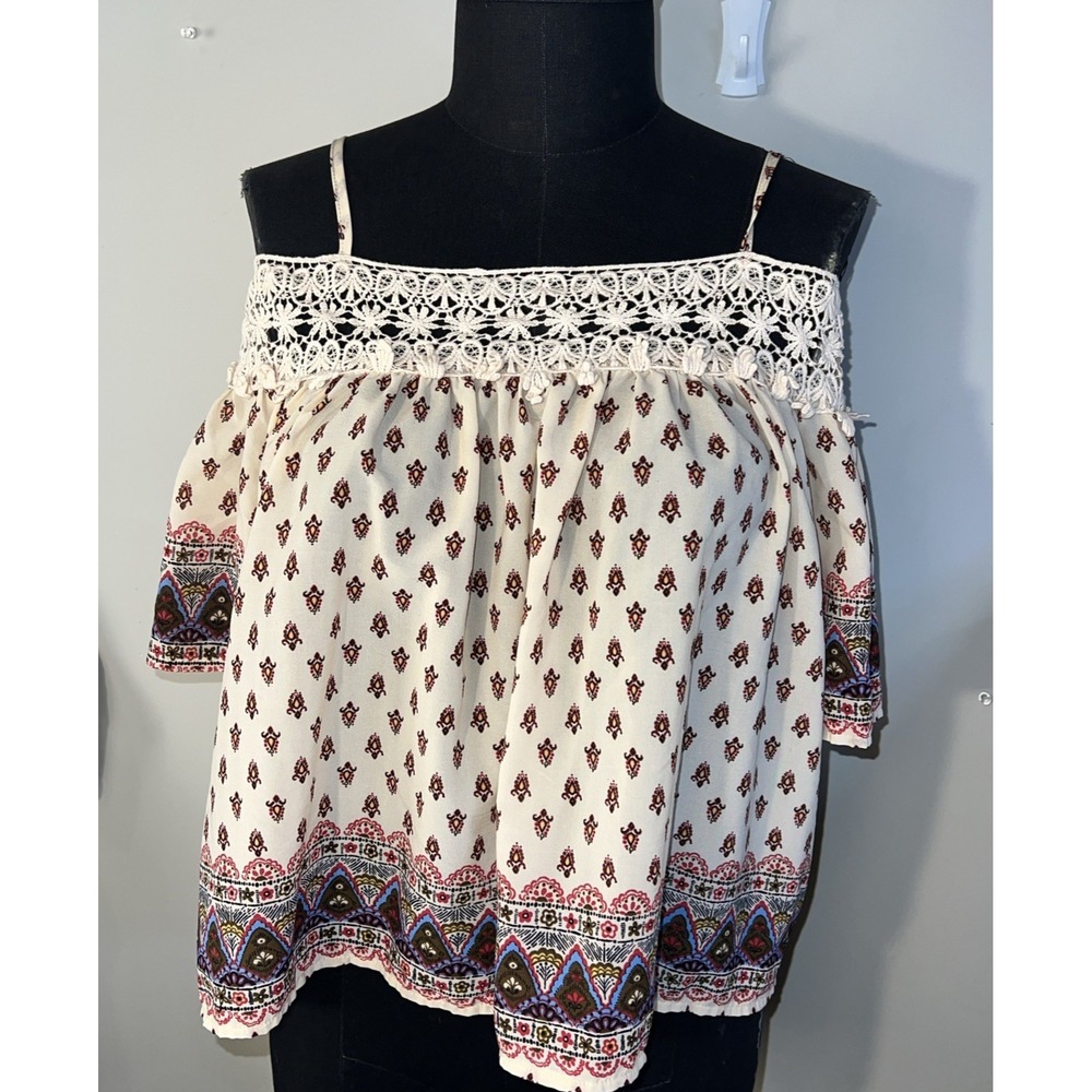 American Ray Off The Shoulder Medium Top Boho Peasant Flowy Summer Festival